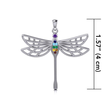 Lovely Spiritual Chakra Dragonfly Sterling Silver Pendant TPD4214